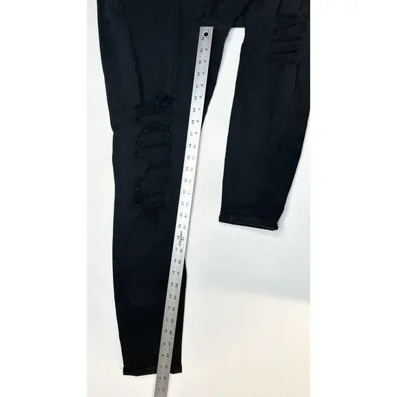 American Eagle Jeans 12 Long Curvy Hi Rise Jegging Next Level Black Distressed - Picture 11 of 12
